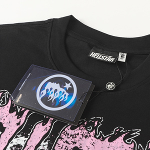 T-shirt da uomo a maniche corte in cotone 100% stampato fronte-retro R Pink Flame da 240 g, traspirante e alla moda - Product Image 5