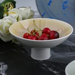 Japon tarzı yüksek ayak kase seti rustik beyaz çiçek desen sırlı porselen restoran hizmet seramik meyve kasesi