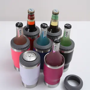 5 In 1 Vacuum Double Walled Skinny Cooler 12 Oz Beer Bottle Cans Holder Stainless Steel 14oz Slim Can Cooler With Opener