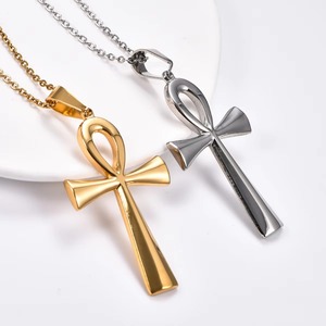 Collier avec pendentif croix chrétienne en acier inoxydable plaqué or, unisexe, vintage, bijoux religieux, cadeau - Product Image 5
