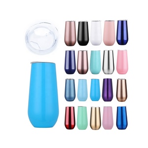 Simple Design 6oz Wine Tumbler Glasses With Lid Stemless 18/8 Stainless Steel Wine <strong>Champagne</strong> <strong>Flutes</strong> Cup - Product Image 4