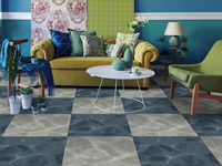 Dalles de moquette Kaili Série Marine 50*50, texture ondulée immersive, nylon 66 élégant, PVC lavable, résistant aux taches, antidérapant, pour la maison