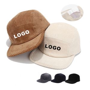 Wholesale Fashion Hip Hop Baseball <b>Cap</b> Custom <b>Blank</b> 5 Panel Corduroy <b>Cap</b> Flat Brim Hats Corduroy Snapback - Product Image 1