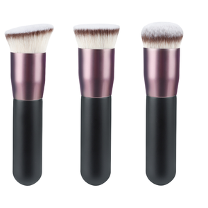 Haute qualité Kabuki maquillage fond de teint plat liquide unique pour visage manche en bois cheveux synthétiques Blush/mélange/poudre privé - Product Image 2