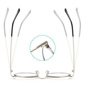 Lunettes anti-lumière bleue YC9604 à monture métallique ronde, unisexe, verres plats, taille moyenne, adaptées aux visages ovales, pont nasal standard - Product Image 2