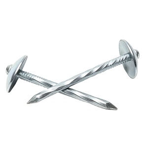 Clous de toiture galvanisés à tête parapluie, tige torsadée pour tôle ondulée, Clavos Para Techo, fixations - Product Image 1