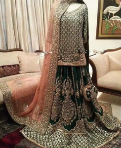 Impresionante Vestido de Novia Estilo Indio 2019, Lehenga Choli de Acetato para Boda con Bordado Zardozi Elaborado y Color Personalizado - Product Image 3