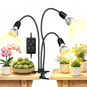 3-Head Clip-On LED Grow Light Full Spectrum Adjustable <b>Timer</b> For Indoor Plant Growth Flowering - Product Image 1