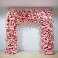 Dekorasi Pernikahan Lengkungan Bunga Sutra Artifisial Realistis, Dinding Latar Belakang Mawar Pink, Cocok untuk Hari Ibu, Natal, dan Homecoming