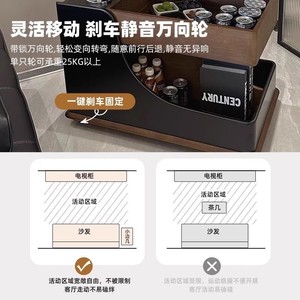 Aoga Furniture Adjustable Height <b>Coffee</b> <b>Table</b> With Storage Drawer Movable Trolley Living Room Side <b>Table</b> Multifunctional Stone - Product Image 3