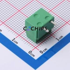 MX126R-5.0-02P-GN01-Cu-S-A Screw Terminal Block Bent Lead Through Hole,P=5mm Connector 1x2P 5mm Green Right Angle Insert - Product Image 2