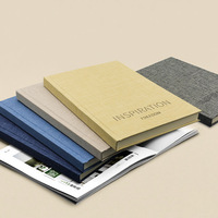 Carnet de notes A5 personnalisé avec couverture en lin de qualité supérieure, motif feuille d'or 2027, couverture rigide en tissu bleu et jaune
