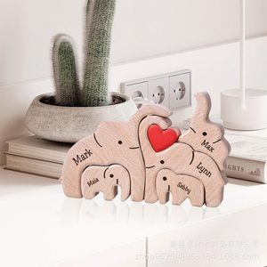 Cross-border <b>Elephant</b> Family Warm Family Home Wooden Puzzle Wooden Carving Crafts Ornaments Party <b>Decorations</b> - Product Image 5