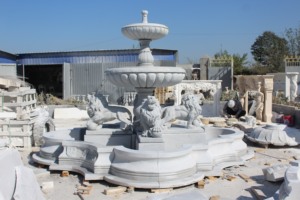 Fabbrica all'aperto giardino classico scultura in pietra dimensione su misura parco <span class=keywords><strong>Villa</strong></span> decorazione fontana in marmo bianco con intagli di leone umano - Product Image 3