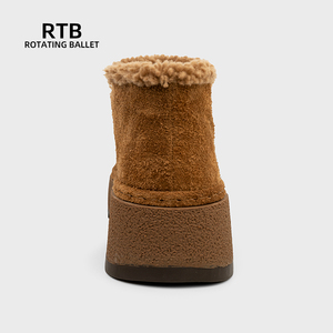 Lông Cừu Và Dày Tuyết Khởi Động Chống-Trượt Đế Cao Su Không Thấm Nước Da Bò Mùa Đông Tuyết Chống Ngoài Trời Đi Bộ Đường Dài Khởi Động Lông Khởi Động - Product Image 4