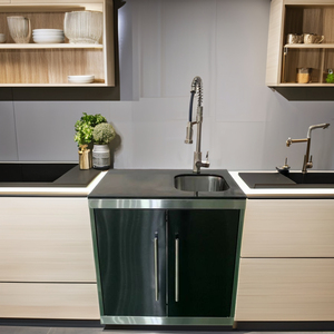 Modern Home <strong>Kitchen</strong> <strong>Modular</strong> Portable Eco-Friendly Fireproof Stainless Steel Sink Base Cabinets Black Steel Door SUS304 Luxury - Product Image 2