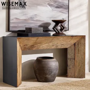 WISEMAX FURNITURE American Farmhouse Modern Console Table Home Furniture Natural Rustic Hotel Hallway Oak Wood Entryway Table