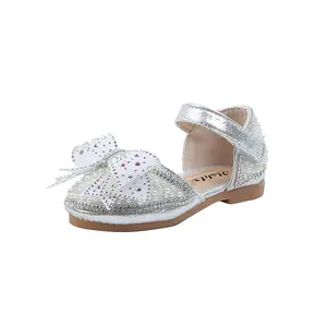 Bling Sapatos de cristal para meninas sandálias anti chinelo flor meninas vestido de princesa sapatos para crianças