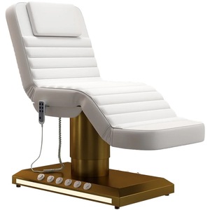 Luxury Gold Stainless Steel Foot Control Massage <b>Table</b> Chair 3 Motors <b>Electric</b> Lift Facial Spa Bed for Living Room Hotel Use - Product Image 3