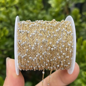 Catena a maglie piatte in acciaio inossidabile con perline a sfera satellitari smaltate glitterate personalizzate, sottili da 1,2 mm, alla moda, all'ingrosso - Product Image 2