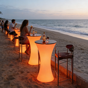 Muebles de Exterior con Luces LED, Muebles de Plástico Usados para Salón de <span class=keywords><strong>Hookah</strong></span>, Mesa y Silla de Bar con Iluminación LED, Conjuntos de Sofás para Eventos - Product Image 2