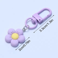 Gantungan Kunci Bunga Daisy PVC Baru, Aksesoris Tas Bunga Warna-warni Lucu, Gantungan Kunci Casing Earphone, Hiasan Ponsel