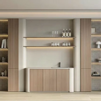 Meubles de salon modernes en bois bicolore Lesso Home, armoire de bar à thé intégrée sur mesure avec panneau arrière grillagé