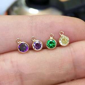 GP 3mm 4mm 6mm Charm pierre de naissance Lunette remplie d'or 14 carats Chaînes de bijoux permanentes Fabrication de pendentifs à breloques en zircon Vente en gros - Product Image 5