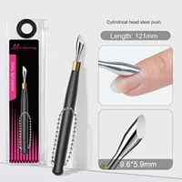 Poussoir de couche angulaire de haute qualité en acier inoxydable Stratum Corneum Remover Lame tranchante Outil d'art des ongles avec poignée en plastique