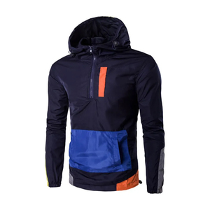2023 OEM Logo personnalisé vestes pour hommes imperméable demi-fermeture éclair pull matelassé col montant avec capuche fixe 100% toile polyester - Product Image 5