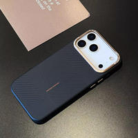 Étui de téléphone magnétique Mondrian avec texture en fibre pour iPhone 18 Pro Max, coque de téléphone portable de luxe antichoc