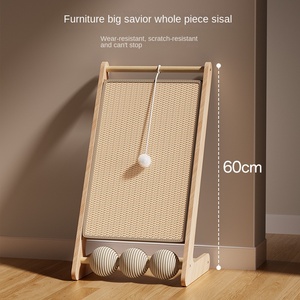 Papan Cakar Kucing Sederhana dari Kayu Pinus & Jute, Tahan Gores, Tahan Aus, Alas Cakar Kucing, Mainan Kucing - Product Image 3