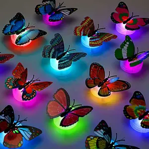 Papillon coloré LED lumières décoration murale 3D papillon autocollant lumières murales LED papillon décoration veilleuse