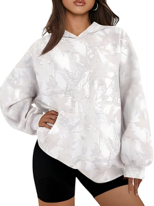 Sweat à capuche camouflage personnalisé pour <span class=keywords><strong>femme</strong></span>, sweat-shirt polaire oversize à capuche motif feuille, pull à capuche vintage imprimé graphique pour <span class=keywords><strong>femme</strong></span> avec poche - Product Image 6
