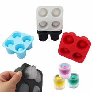 Four Hole Silicone Ice Tray Mold Round Sphere Reusable For Water Cola Whiskey Ice Ball Maker - Product Image 4