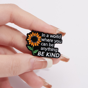 Sming Pins Sunflow Enamel Pins Custom in a World Where <strong>You</strong> Can <strong>Be</strong> Anything <strong>BE</strong> KIND Brooches Lapel Badges Plant Jewelry Gift - Product Image 5