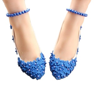 Scarpe da sposa con cavigliera con perla blu e perla all'ingrosso taglie forti da donna - Product Image 5