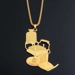 Collana con Ciondolo a Forma di Rasoio da Barbiere in Lega di Zinco Placcata <span class=keywords><strong>Oro</strong></span> e Argento con Catena di Perline - Gioielli Unisex Stile Hip Hop - Product Image 3