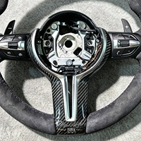 Volant de voiture entièrement en daim avec garniture en fibre de carbone pour BMW F01 F10 F20 F22 F25 F30 F31 F32 M5 F34 M3 E70 E81 E82 E90 E91