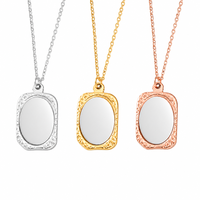 Zhongzhe Miroir Personnalisé Pendentif Collier En Acier Inoxydable Miroir Cadre Géométrique DIY Laser Lettrage Pendentif Collier Bijoux