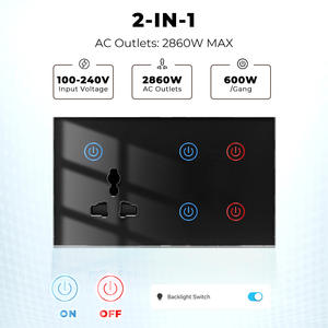 Interruptor Táctil Inteligente Wi-Fi Graffiti, Enchufe Universal de 10A, Panel de Vidrio, Control por Aplicación Tuya, Tomacorriente de 2.4GHz - Product Image 2