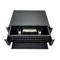 Panel Patch Fiber Geser SPCC, Panel Patch Fiber Rak 19 Inch 1U/2U FTTH 12/24/48 Port untuk Pusat Data dan Telekomunikasi