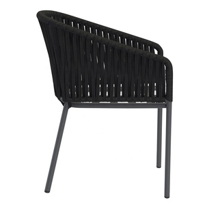 Commercial Modern Black <strong>Stackable</strong> Front Porch Yard Patio Restaurant Furniture Outdoor <strong>Garden</strong> Cafe Aluminum Dining Rope <strong>Chairs</strong> - Product Image 4