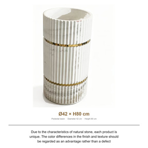 Lavabo de <span class=keywords><strong>Pedestal</strong></span> de Travertino de 42x80cm, Lavabo Independiente Tallado en una Sola Pieza para Baños de Villas y Hoteles - Product Image 1