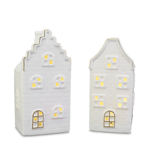 Casa navideña iluminada de porcelana blanca, diseño personalizado, para el hogar - Product Image 3