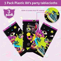 3 Pieces 80er Party Tablecloth Back zu The 80s Hip Hop Party Birthday Decorative Rectangle Table Cover