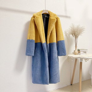 <span class=keywords><strong>Manteau</strong></span> mi-long en fausse fourrure de vison et velours, coupe ample, col blazer, pour femme, vente en gros d'usine - Product Image 3