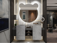 Miroir de salle de bain intelligent à LED en verre, anti-buée, à intensité variable, rétroéclairé, mural, avec interrupteur à capteur, en acier inoxydable, étanche IP65, pour suite d'hôtel