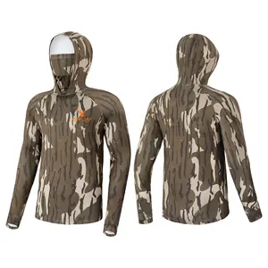 Сетчатая футболка для охоты с длинными рукавами и щитом для лица, дышащая спортивная куртка для бега на открытом воздухе, поставщик