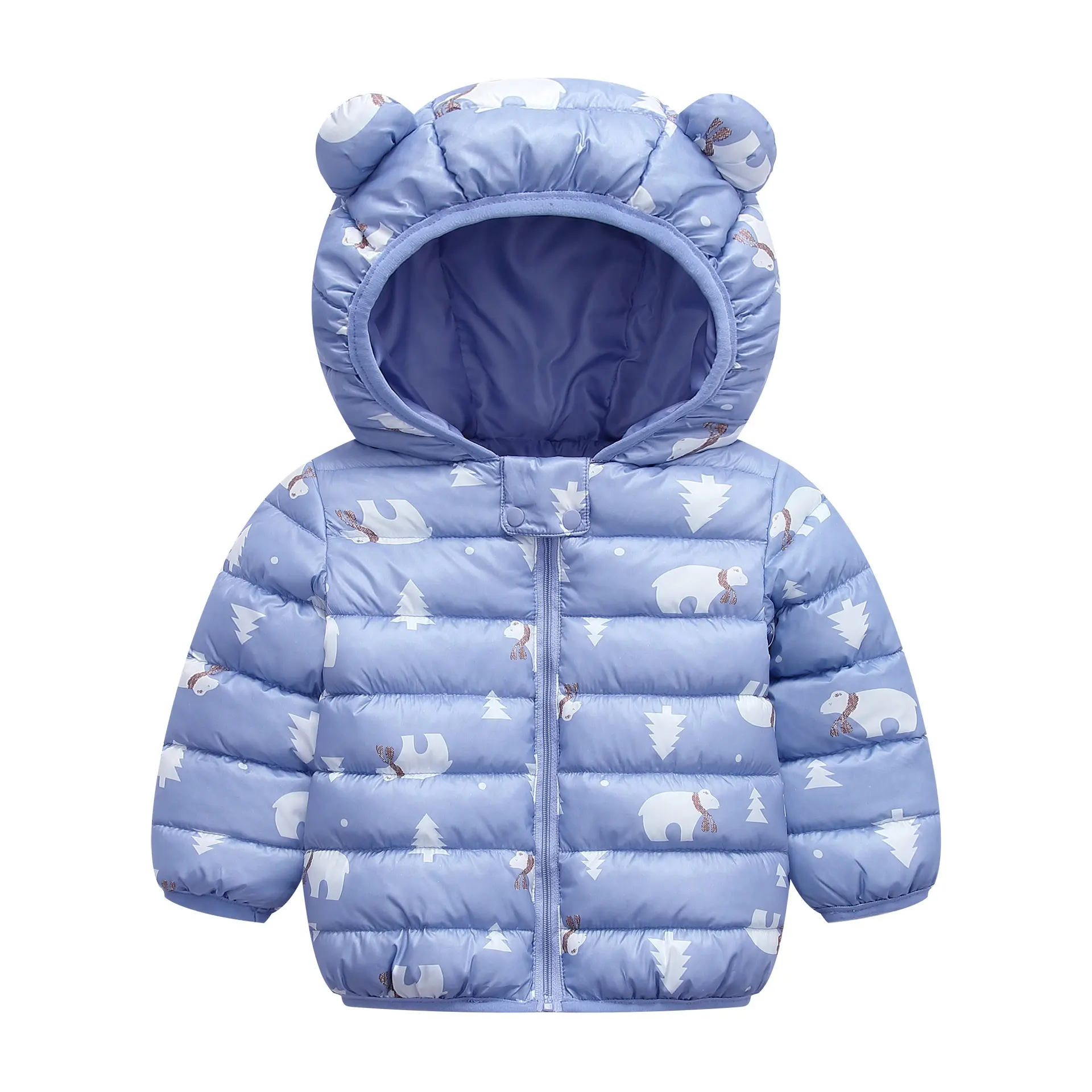 Baby Boys Girls Autumn Winter Cute Baby Outerwear Light Down Coats With Bear Ear Hoodie Infant Puffer Jackets Kids Hoodies Coat